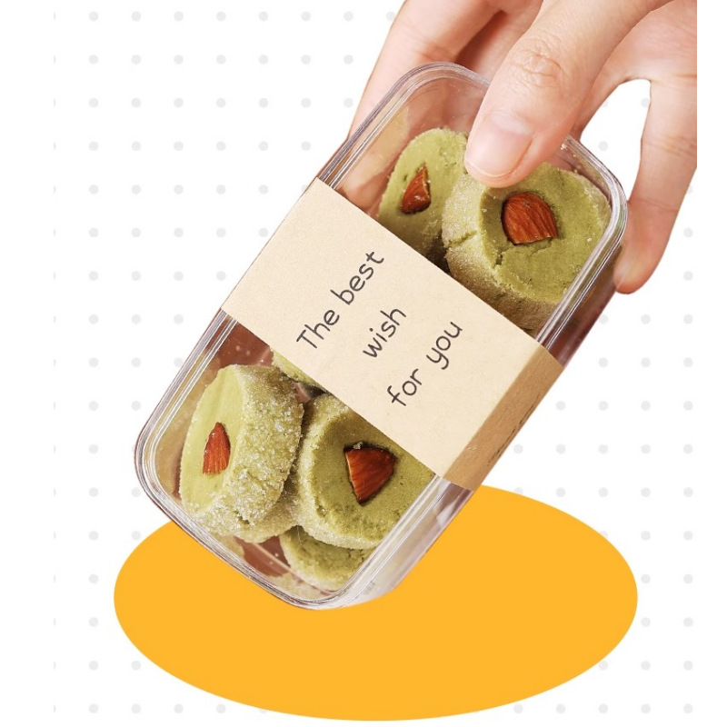 Caja de almacenamiento de Internet celebridad mousse leche de soja tiramisú galleta caja de embalaje rectangular caja desechable de plástico transparente