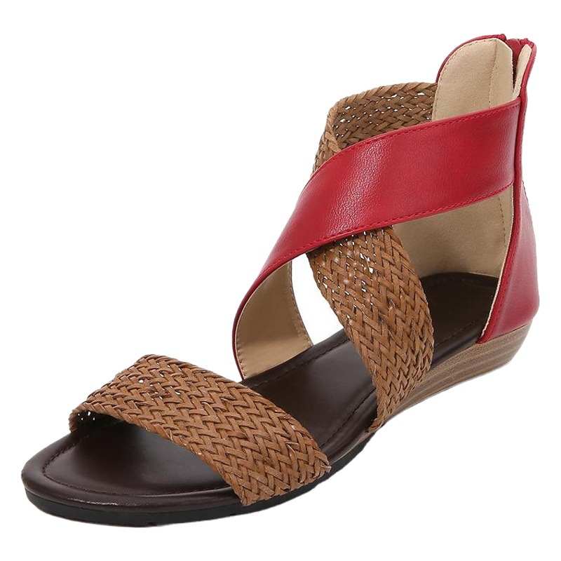 Señoras Zapatos estilo étnico sandalias de las mujeres estilo bohemio tejido cuña sandalias de mujer retro zapatos romanos