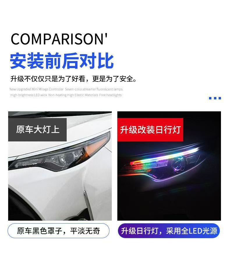 Flowing turn signal lights, universal modification for cars, daytime running lights, decorative lights, eyebrow lights, driving lights, LED flowing turn signal lights 12V