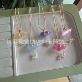 猫眼石葫芦吊坠福禄国风新中式高级感猫眼石葫芦四季豆玉石项链