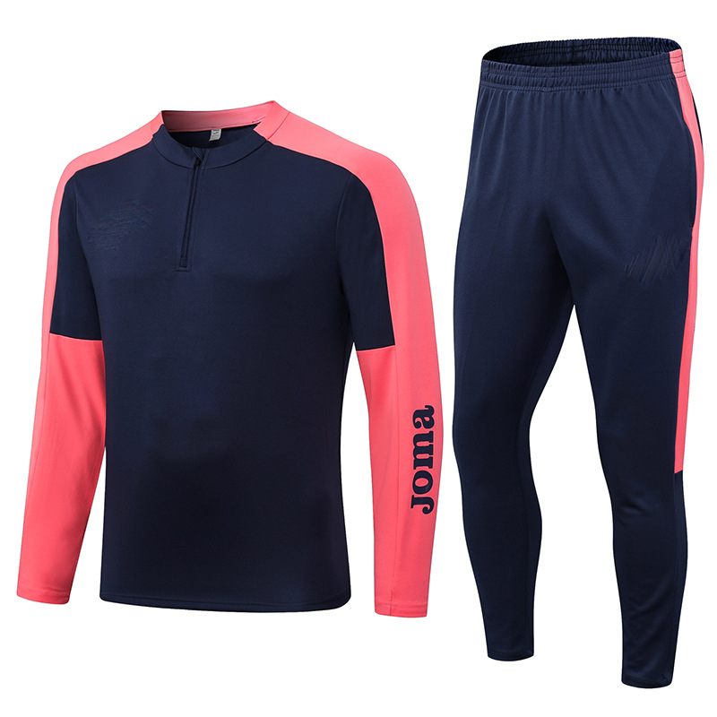 Pantaloni da calcio a maniche lunghe con mezza cerniera liscia per le partite autunnali invernali, maglia della squadra, tuta da allenamento fitness e_voghion.com
