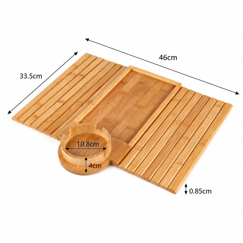 Transfronterizos para sofá de bambú y madera reposabrazos bandeja plegable perezoso con ranura lateral reposabrazos sofá bandeja de almacenamiento de artículos diversos