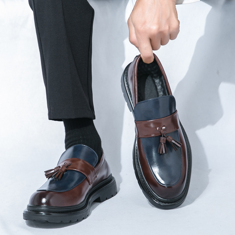 Zapatos de negocios transfronterizos de comercio exterior para hombres con borlas, zapatos de música 2025 primavera y otoño nuevos zapatos de cuero casuales de un solo pedal para hombres