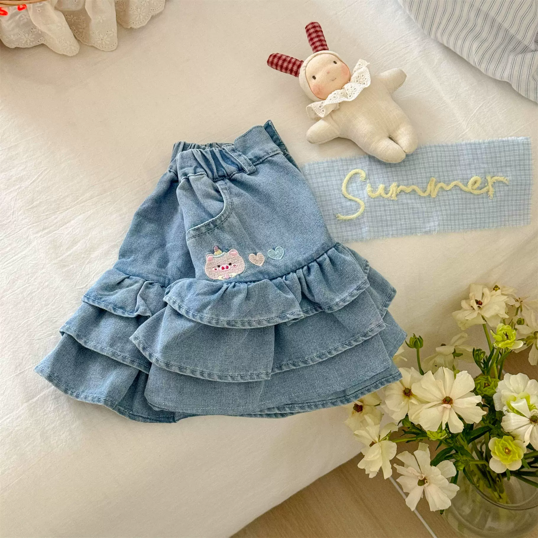 咸柠七 Summer thin denim skirt, children's summer clothes