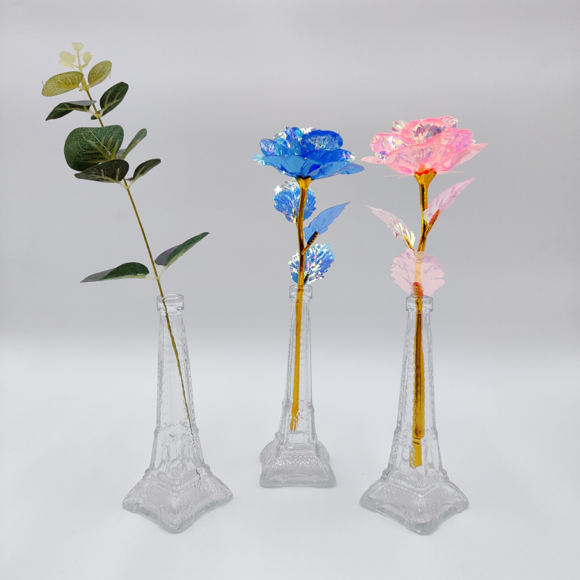 Color Flor de oro Hoja de oro Flor de rosa Simulación Láser Rosa colorida Día de la madre Día romántico Día de San Valentín Día de la mujer Regalo