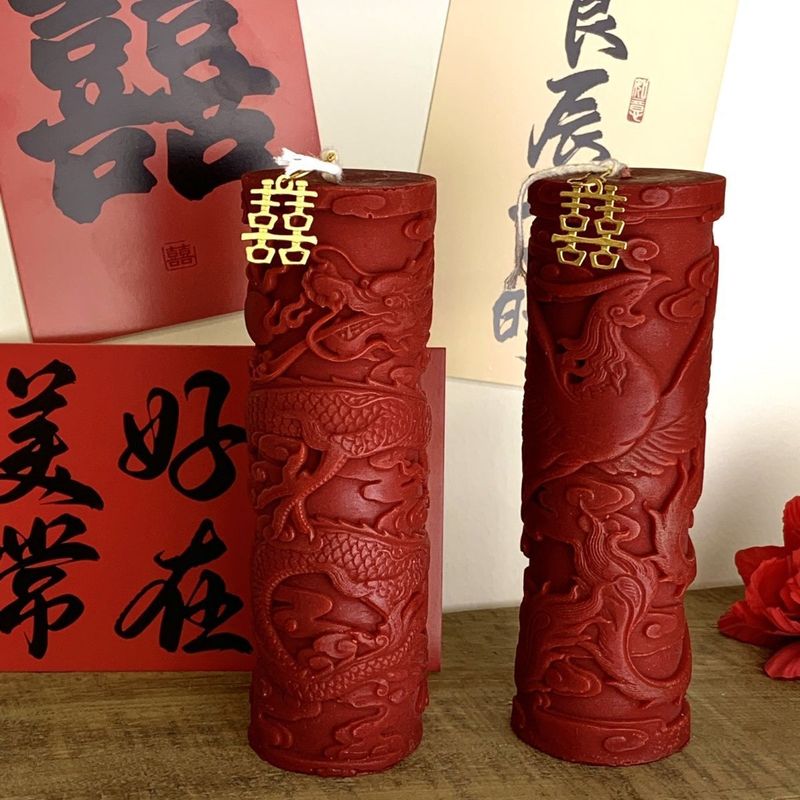 婚礼喜烛香薰蜡烛喜字装饰红色香薰喜烛龙凤红蜡烛婚房装饰布置|undefined