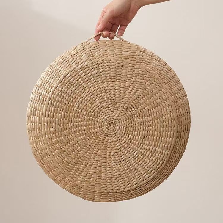 Cojín de paja tejido para meditación, asiento redondo de paja para suelo, oficina, hogar, sala de té, tapete para ventana.