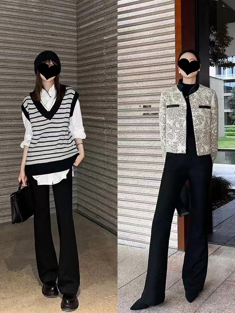 (2개) 가을과 겨울 따뜻한 슬리밍 바지 여성의 높은 허리 마이크로 라가르다운 바지 스트레치 바지 슬림 핏 슬림 핏 슬림 핏 작은 검은 바지