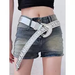 Millennium Spice Girls y2k Gothic Punk Rhinestone Inlay Decorative Belt New Heavy Industry Rivet European and American All-match Belt