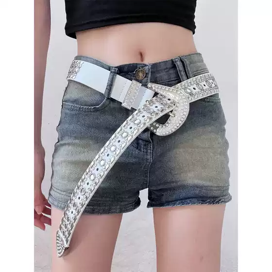 Millennium Spice Girls y2k Gothic Punk Rhinestone Inlay Decorative Belt New Heavy Industry Rivet European and American All-match Belt