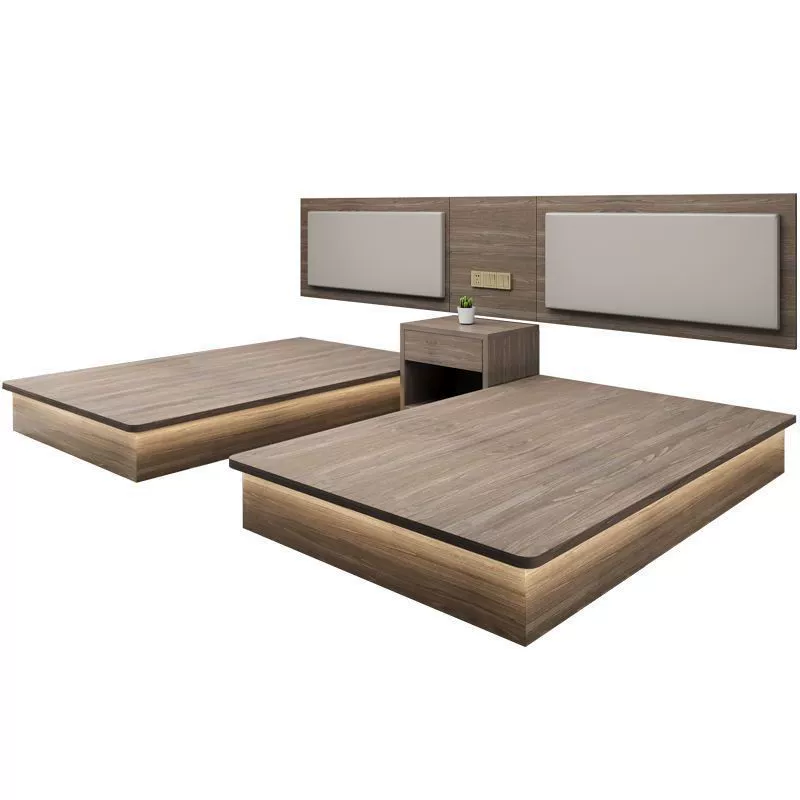 Hotel Platform Bed Set, Standard Room Complete with Headboard, Sizes 1.2–1.8 m