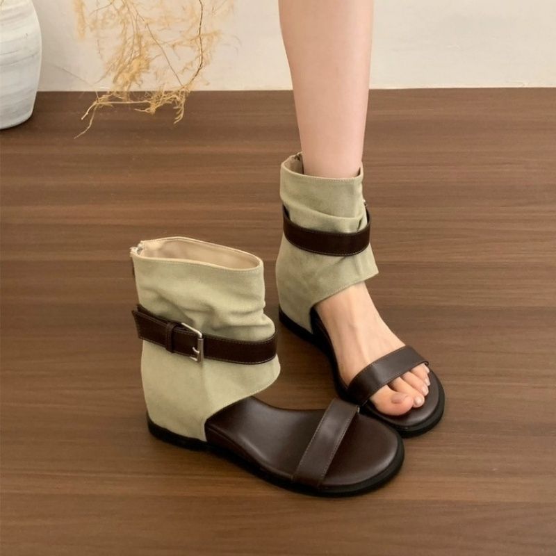 Aumento de altura retro tacones delgasa sandalias de verano para mujeres 2026 nuevo parson cinturón de hebilla de cremallera