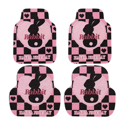 Avtomobil döşəmə paspasları — wear-resistant, easy to maintain - checkered-rabbit-full-set-60505050cm-silk-loop-four-piece-set