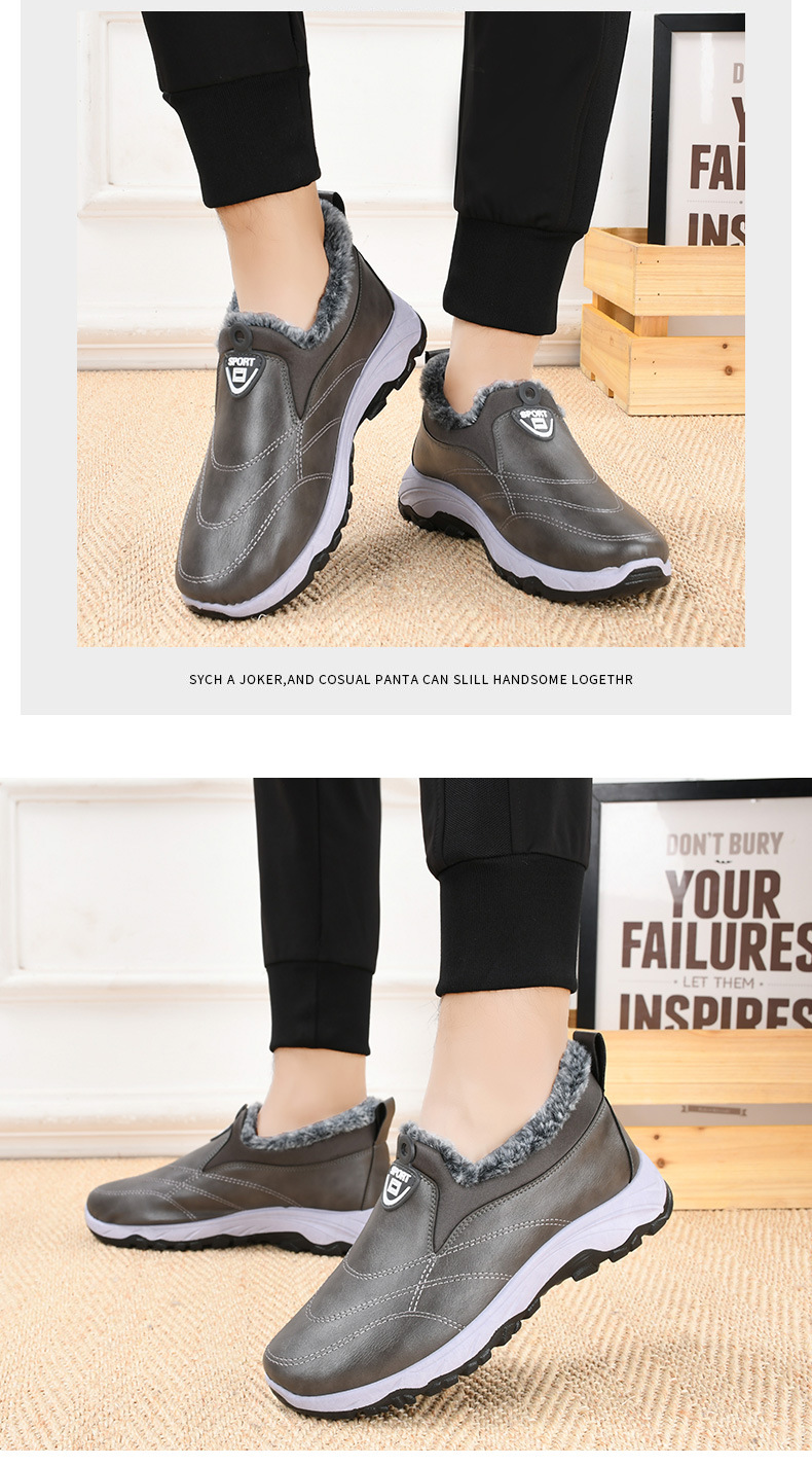 Men's Warm Snow Boots, Fur Lined Waterproof Winter Shoes, Anti-Slip Lightweight Ankle Boot