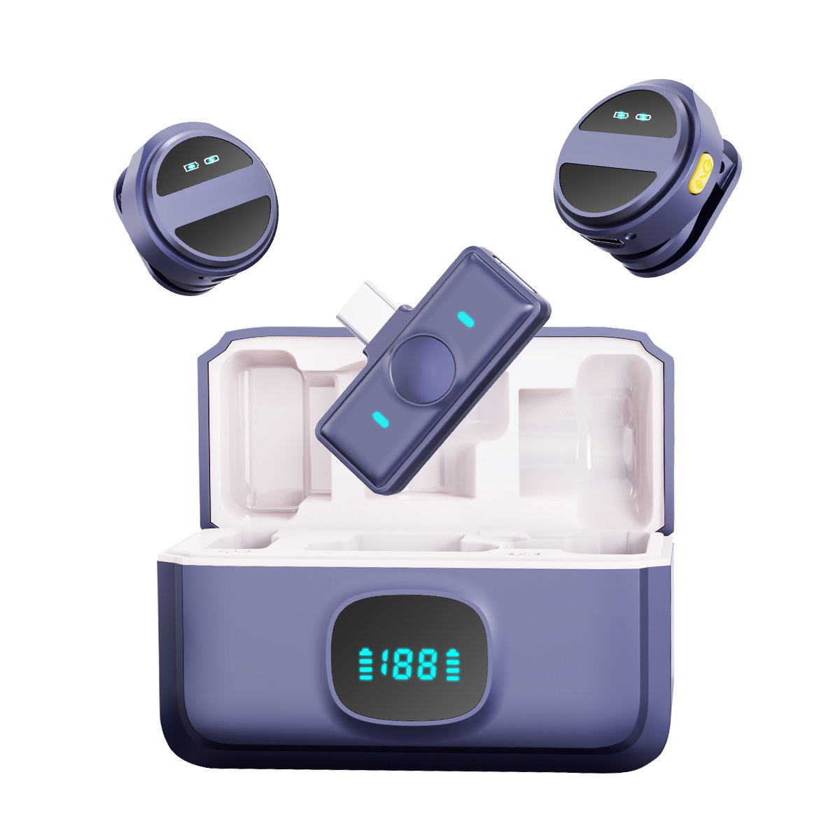 Suministro transfronterizo micrófono de clip de cuello inalámbrico SX21 uno a dos con micrófono de reverberación de reducción de ruido de radio de almacenamiento de carga