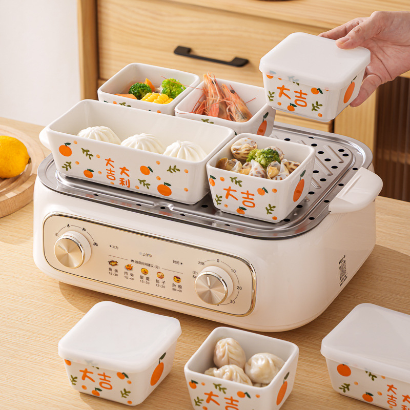 陶瓷蒸碗家用带盖蒸蛋碗蒸锅隔水炖蒸饭蒸菜炖盅碗碟子炖汤盅蒸盅