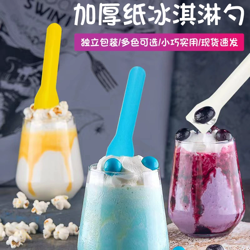 Оптовая Десерт Длинная Ручка Отдельная Упаковка Одноразовая Ложка Мороженое Порошок Торт Ложка Мороженого Пудинг Коммерческая Ложка Мороженого