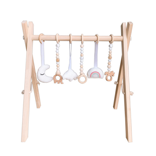 ins decorative Nordic style wooden fitness equipment ornaments newborn baby baby fitness stand children's toy bell