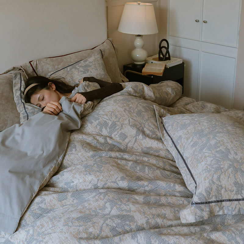 Conjunto de roupa de cama boho em algodão estilo francês jacquard_voghion.com