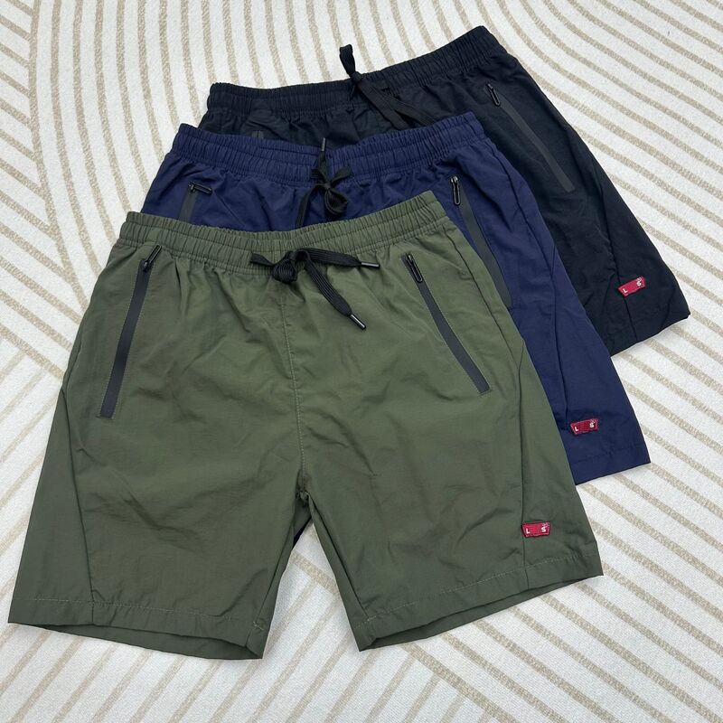 Men's Summer Quick-Dry Casual Shorts Outdoor Sports Drawstring Loose Straight Beach Shorts European and American Style Five-Point Pants