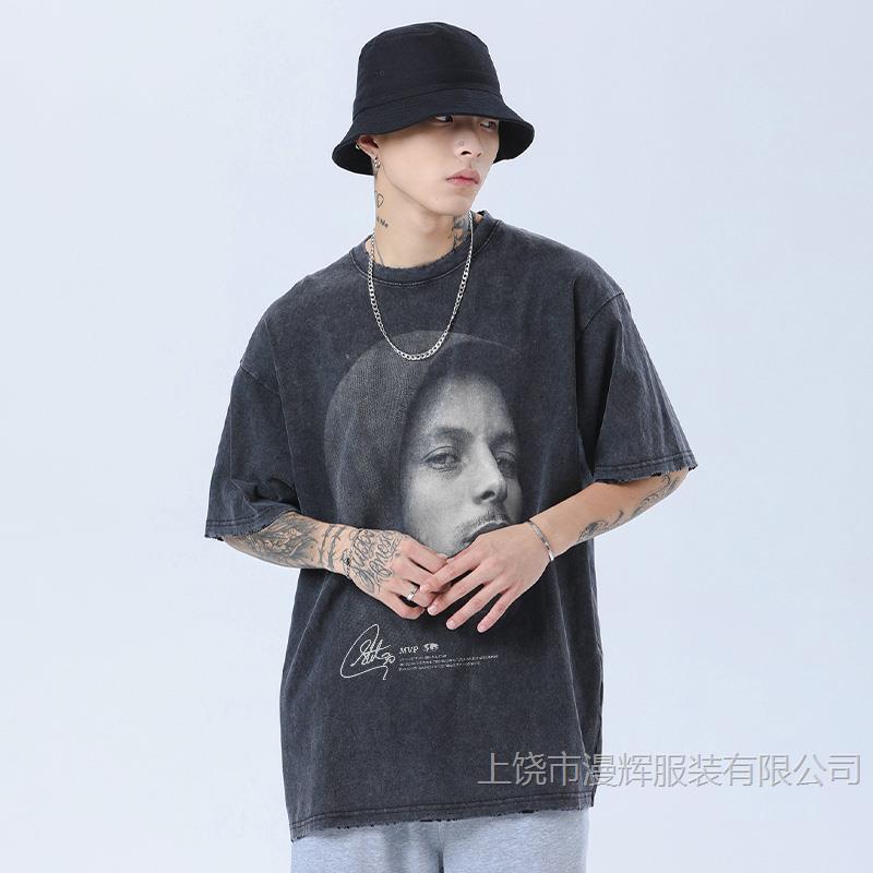 HKGN American Print Warrior Stephen Curry Top Vintage Sport Short Sleeve Small Nair-neck Men