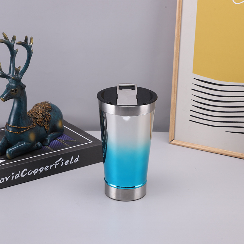 Gradiente creativo galvanoplastia UV con taza abridor de botellas de cerveza 304 aislamiento de acero inoxidable taza de helado de mantenimiento de frío taza de coche