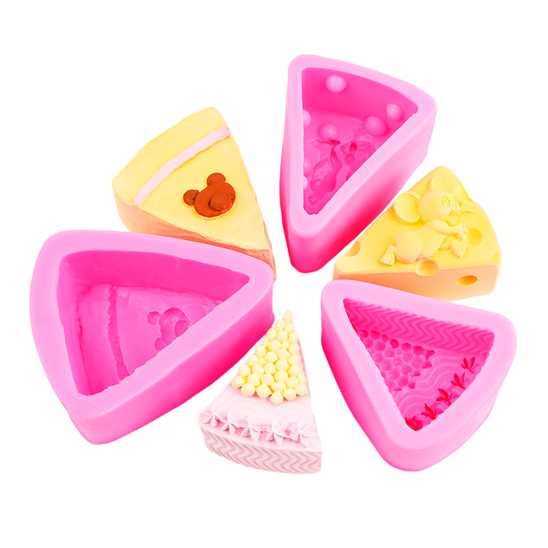 Triángulo queso ratón oso pastel queso forma silicona molde hecho a mano mousse pastel pudín postre molde