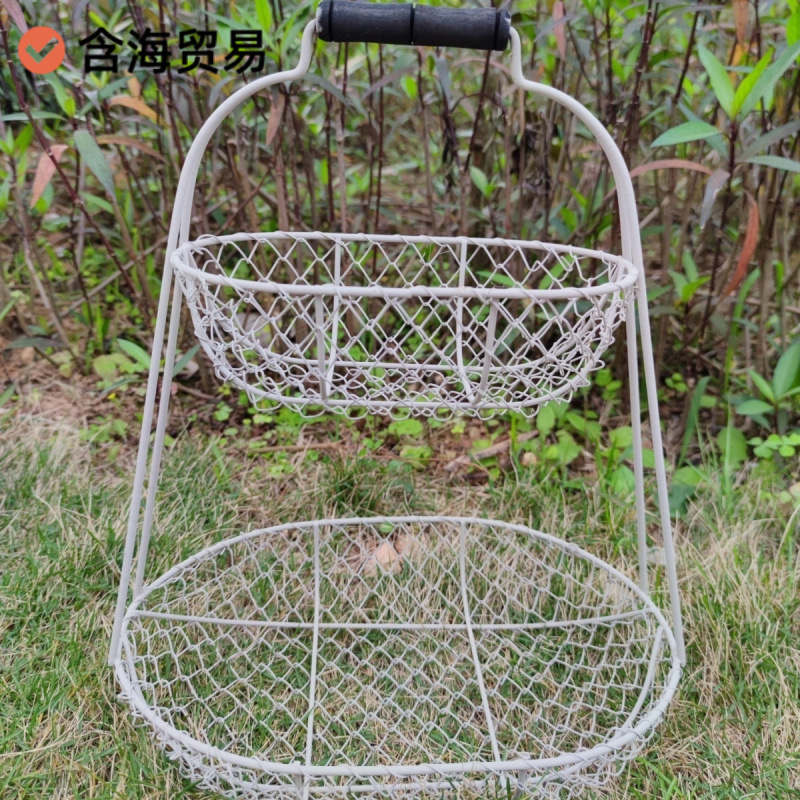 鉄芸二重収納かごパンかご花かご家庭用台所収納棚デスクトップ収納棚果物かご猫棚|undefined