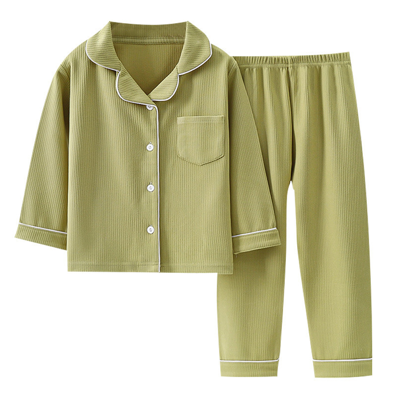新しい子供の徳の絨毯のパジャマの中で大きい子供の家の服のスーツの男の子の宝の女性の宝の秋冬の長袖は家の服を襟をめくります|undefined