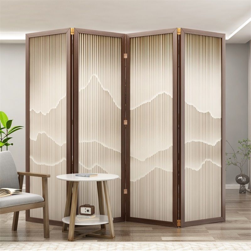 Solid Wood High-End Screen Partition Entrance Living Room Folding Mobile New Chinese Style Room Partition Artifact