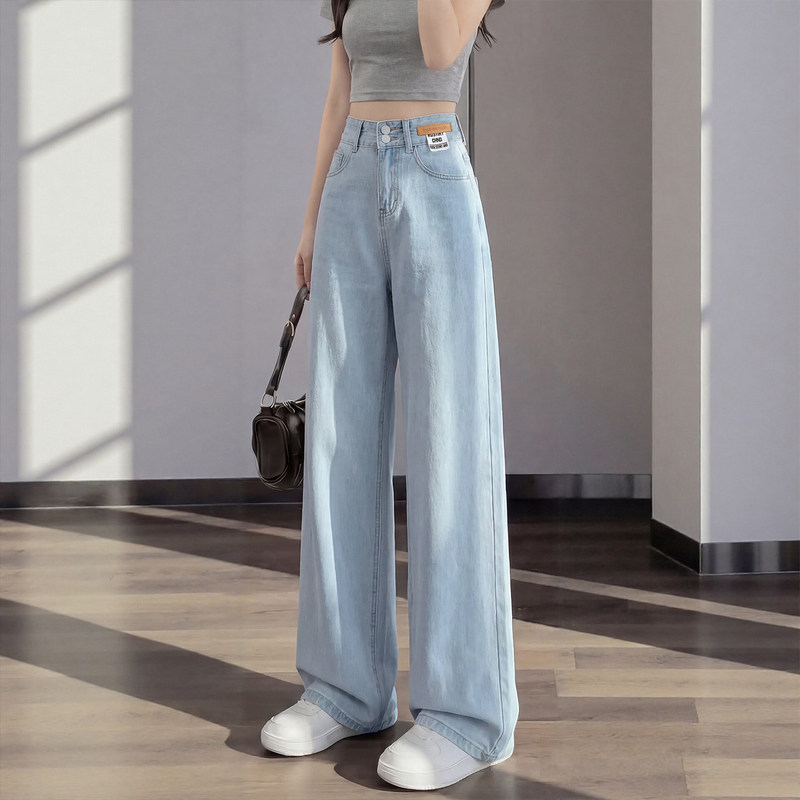 Tencel Soft Denim Women's Pants Summer Thin Style Petite Ice Silk Lightweight Lyocell Narrow Straight Wide-Leg Pants Tencel Soft Denim Women's Pants Summer Thin Style Petite Ice Silk Lightweight Lyocell Narrow Straight Wide-Leg Pants
