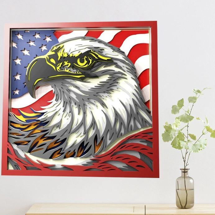 Трансграничный новый американский белоголовый орлан флаг квадратный деревянный дом США гостиная стена день независимости дома подвеска
