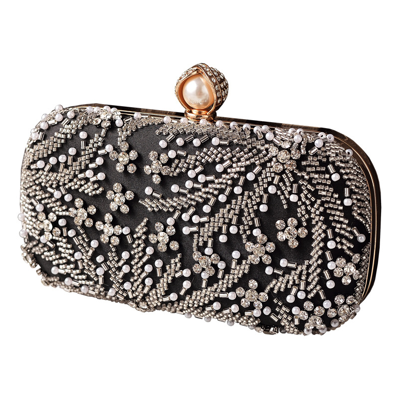 Nuevo bordado de perlas transfronterizas bolsas de cena de diamante bordado bolsas de fiesta bolsas de vestido de champán bolsas de novia