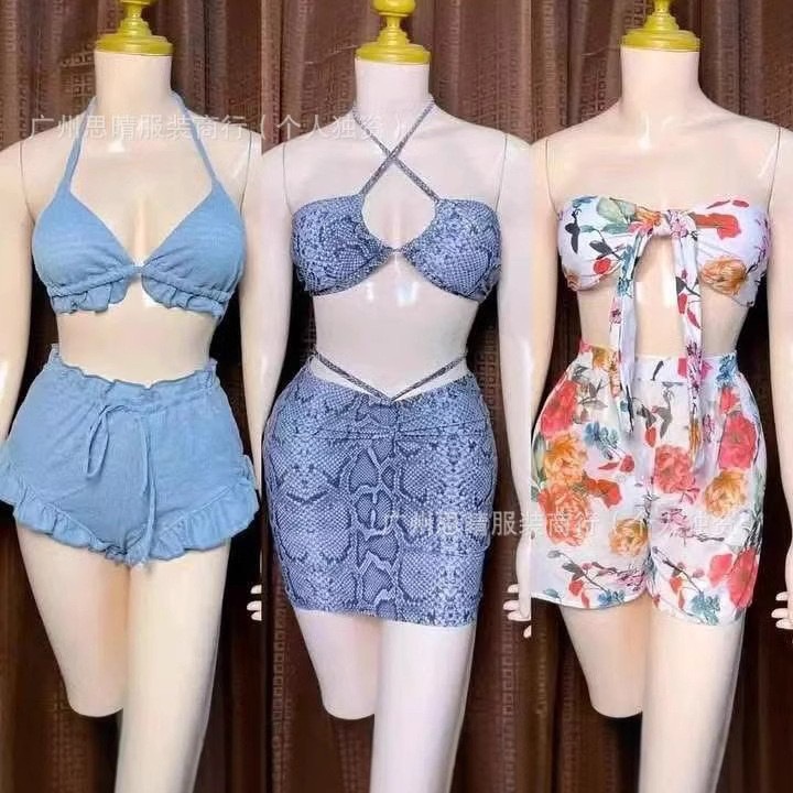Shein marca de comercio exterior de ropa de baño de mujer amazon bikini split trajes de baño de cola contenedor suministro al por mayor