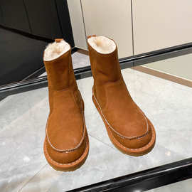 欧货雪地靴女2025冬新款时尚两穿防滑皮毛一体保暖东北中筒棉鞋