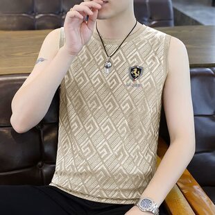 Summer classic fashionable basketball thin casual comfortable tank top, jacquard pattern, slim fit