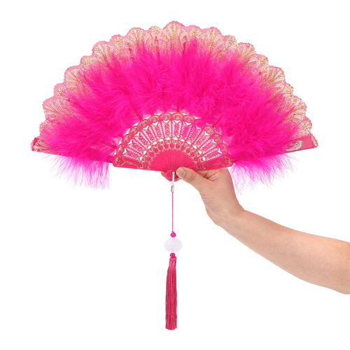 Lolita new classical folding fan web celebrity retro dance qipao shows court dust girl feather fan