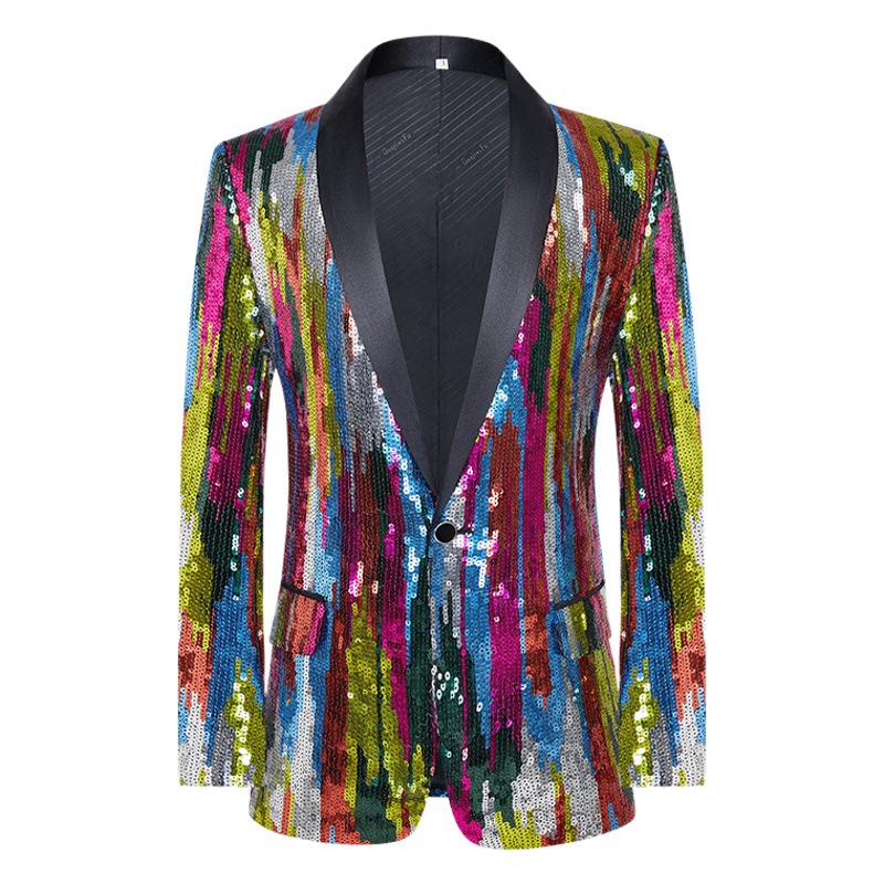 Traje de actuación para hombre con lentejuelas de camuflaje, para presentador, cantante, actuaciones en escenario, discoteca, bar