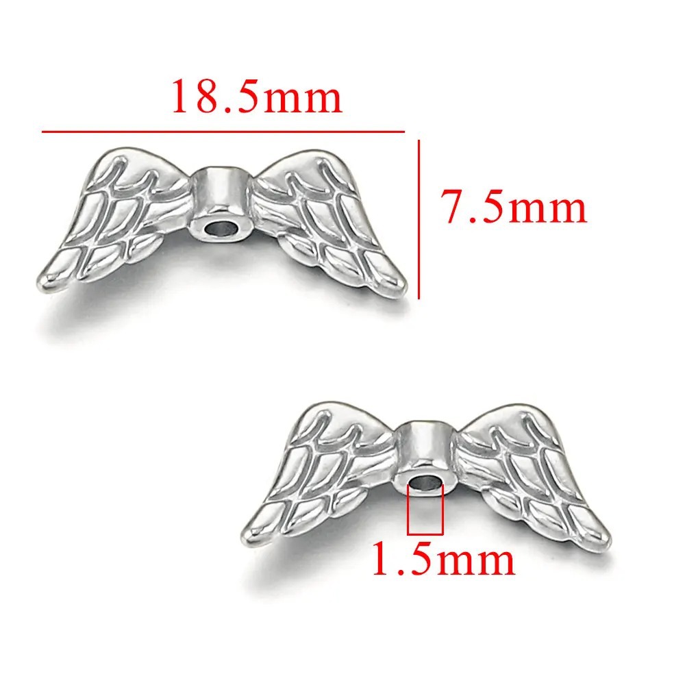 Vintage acero inoxidable vacío dorado alas accesorios perforados DIY cuentas pulseras collares joyas hechas a mano