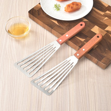 不锈钢煎鱼铲木柄煎铲漏铲家用厨房煎饼铲牛排铲料理工具翻鱼神器