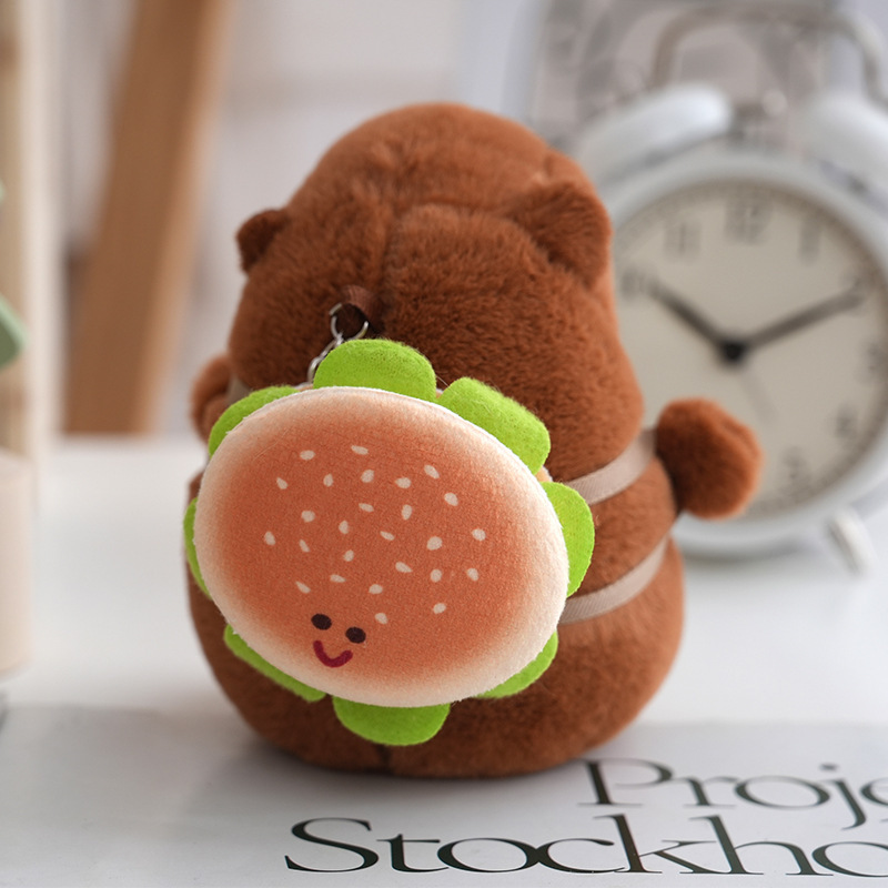 カピバラぬいぐるみハンバーガークッキーカピバラ人形キーホルダーバックパックペンダントぬいぐるみペンダント卸売|undefined