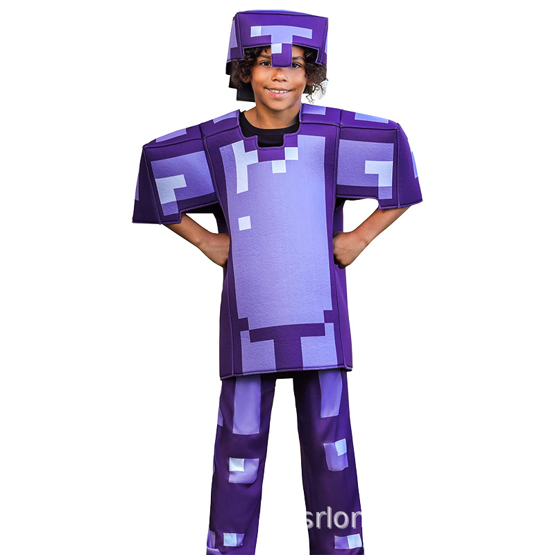 Disfraces de actuación infantiles de Minecraft para Halloween, con armadura de diamantes de Minecraft.