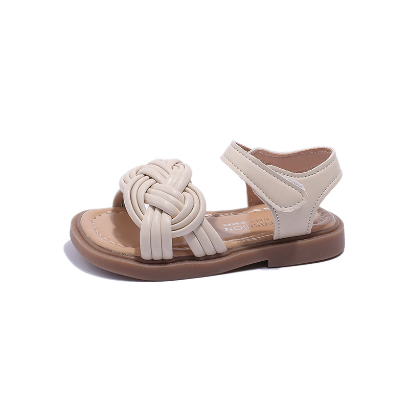 Sandals, summer woven footwear for princess, children's shoes, french style, western style, soft sole