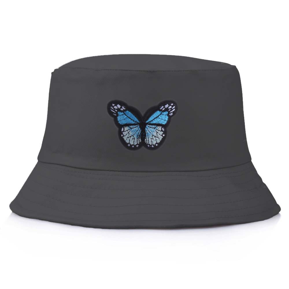 Sombrero pescador para mujer con bordado de mariposa, estilo japonés