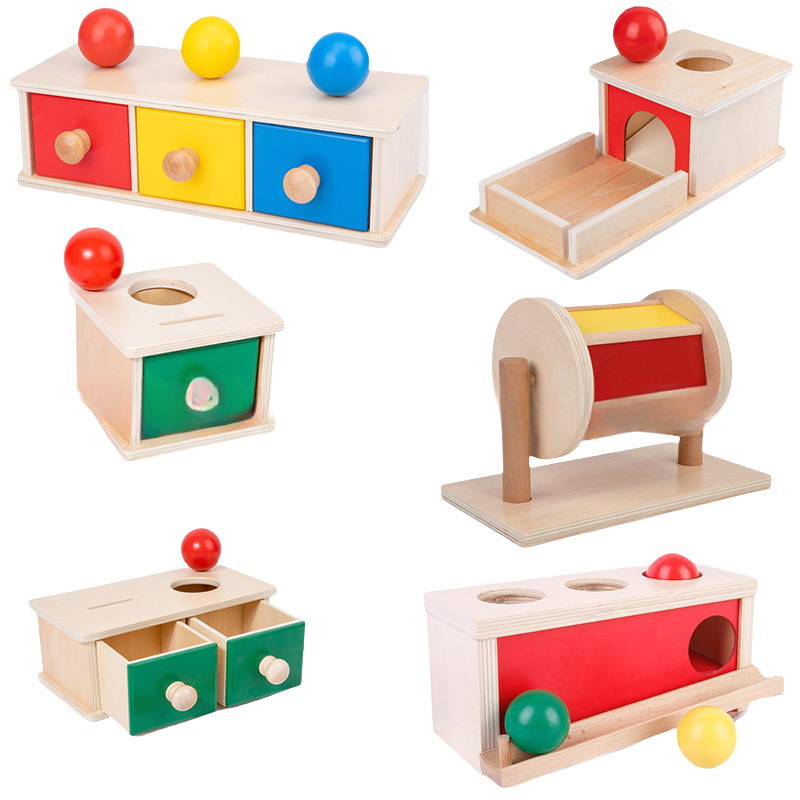 Montessori teaching aids wooden drawer box kindergarten textile drum press table science and education puzzle Monterey shuttle early education toys