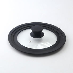 Silicone Tempered Glass Pot Lid, Household Black Lid, Visible Diameter, Heat-Resistant, Multi-Functional, Anti-Overflow, Multi-Size Compatible