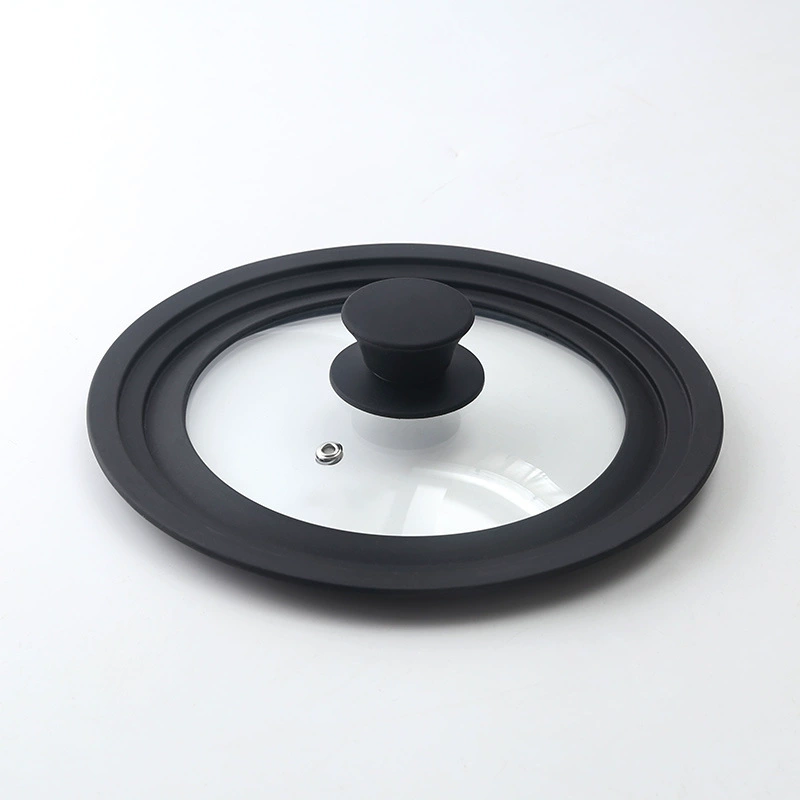Силиконовая крышка для кастрюли из закаленного стекла, бытовая черная крышка, с видимым диаметром, термостойкая, многофункциональная, предотвращает перелив, совместима с различными размерами