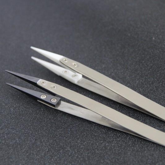 Pinzas de cerámica pinzas puntiagudas pinzas reemplazables mango de acero inoxidable herramienta de bricolaje blanco negro
