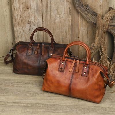 古潮客 男女通用真皮手提包树膏皮手工休闲单肩包韩版潮流斜挎包|ms