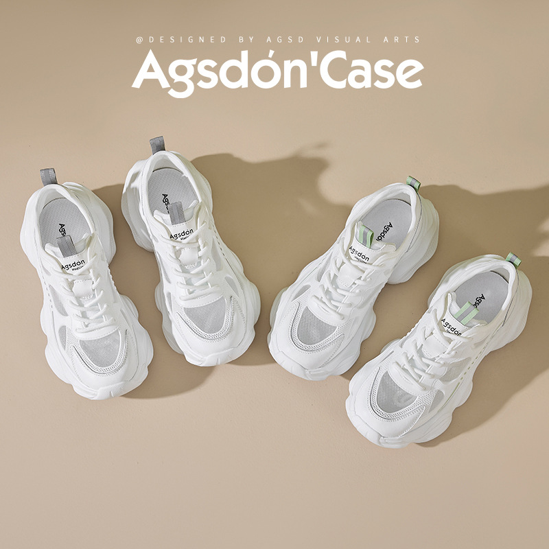 Augu Shi Deng red zapatos padres mujeres 2025 verano nuevos zapatos delgados con suela gruesa zapatos deportivos casuales ligeros